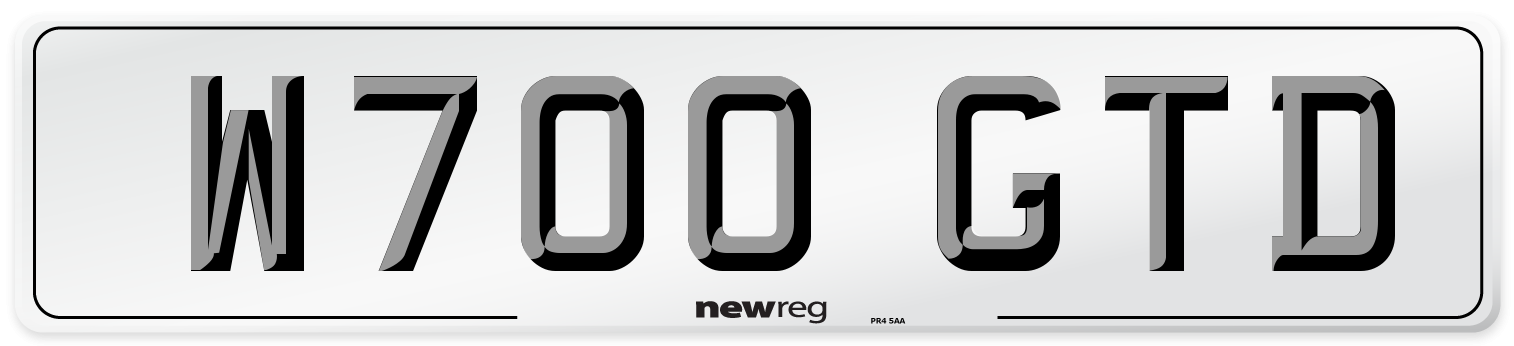 W700 GTD Number Plate from New Reg